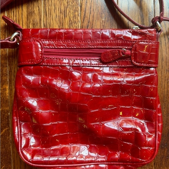 Brighton Red Vintage Luxury Cher Mini Bag Crossbody Crocodile Embossed Leather - Picture 4 of 9